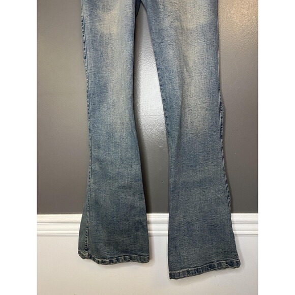 By Deep Jeans Womens 5 Blue Light Wash Low Rise Stretch Bootcut Y2K Style - Picture 3 of 9